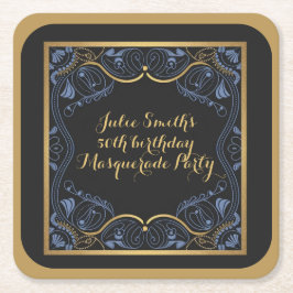 Porta-copo De Papel Quadrado Parceiro mascarada com máscara de aniversário luxu