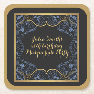 Porta-copo De Papel Quadrado Parceiro mascarada com máscara de aniversário luxu