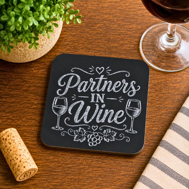 Porta-copo De Papel Quadrado Parceiros no Vinho (Criador carregado)