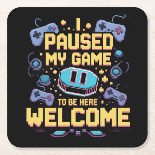Porta-copo De Papel Quadrado Parei Meu Jogo Para Estar Aqui Bem-Vindo Gamer Gif