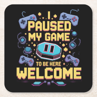 Porta-copo De Papel Quadrado Parei Meu Jogo Para Estar Aqui Bem-Vindo Gamer Gif