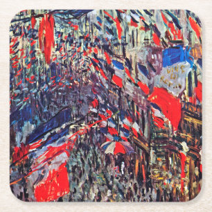 Porta-copo De Papel Quadrado Paris no Dia Nacional, Claude Monet