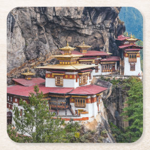 Porta-copo De Papel Quadrado Paro Taktsang: O Mosteiro do Ninho do Tigre - Butã