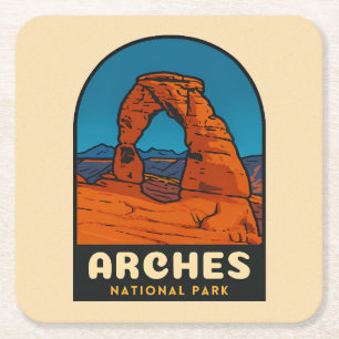 Porta-copo De Papel Quadrado Parque Nacional Arches Utah Viagens Retro Vintage