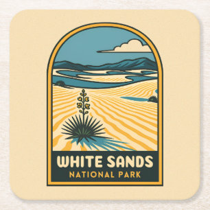 Porta-copo De Papel Quadrado Parque Nacional da Viagens vintage Retro White San