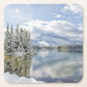 Porta-copo De Papel Quadrado Parque nacional de Banff no inverno