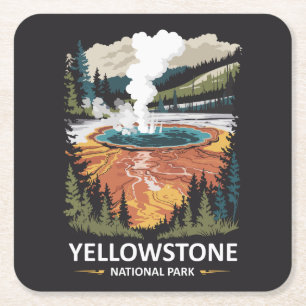 Porta-copo De Papel Quadrado Parque Nacional de Yellowstone Fonte Termal