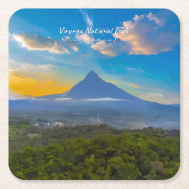 Porta-copo De Papel Quadrado Parque Nacional Virunga, RD Congo - Vulcão