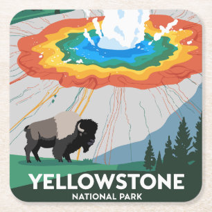 Porta-copo De Papel Quadrado Parque Nacional Vivid Yellowstone