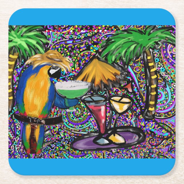 Porta-copo De Papel Quadrado Partida de Praia (Frente)