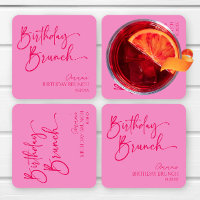 Partido Birthday minimalista moderno, rosa quente