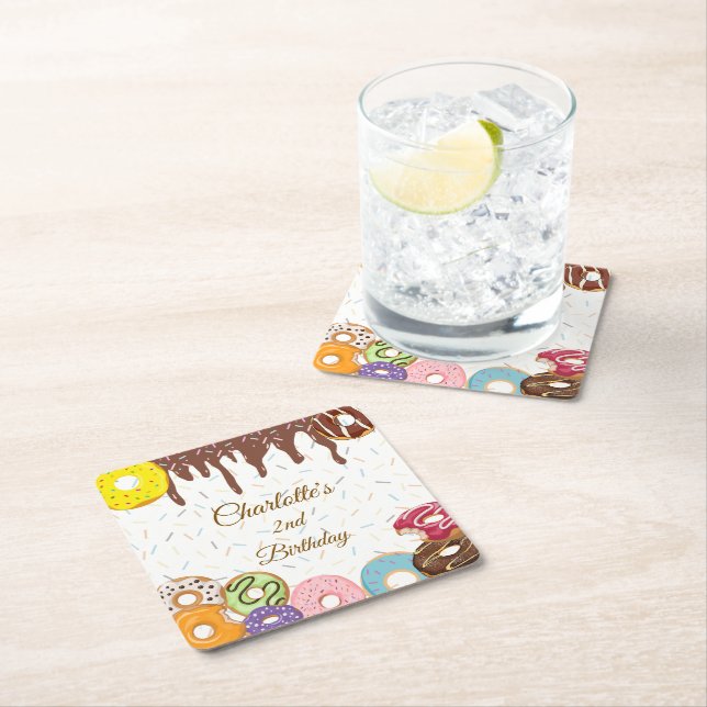 Porta-copo De Papel Quadrado Partido de Rosquinha Personalizado (Insitu)