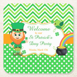 Porta-copo De Papel Quadrado Partido do Dia de São Patrício Leprechaun Irlandês