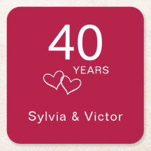 Partido Elegante Moderno Personalizado Ruby 40 ano