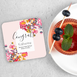 Porta-copo De Papel Quadrado Partido Formando Arch Floral Rosa Moderno