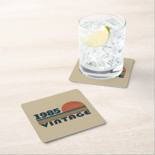 Porta-copo De Papel Quadrado Partido Personalizado do aniversário de 40 anos de