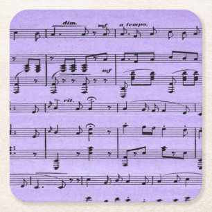 Porta-copo De Papel Quadrado Partitura Música Roxa