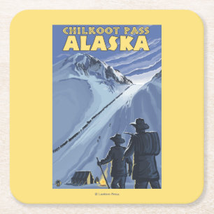 Porta-copo De Papel Quadrado Passagem de Chilkoot, mineiros Dourados de Alaska
