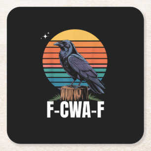 Porta-copo De Papel Quadrado Passaro Corvo F-Caw-F Engraçado Retro