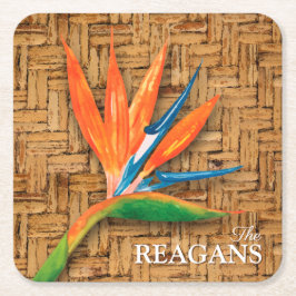 Porta-copo De Papel Quadrado Pássaro do Paraíso Personalizado