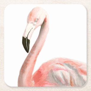 Porta-copo De Papel Quadrado Pássaro Tropical Flamingo
