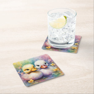 Porta-copo De Papel Quadrado Pássaros Arco-Íris Duck 2