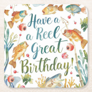 Porta-copo De Papel Quadrado Pássaros de Pesca: Pias-d'água com tema de anivers