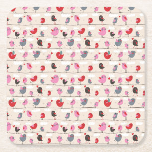 Porta-copo De Papel Quadrado Pássaros no amor
