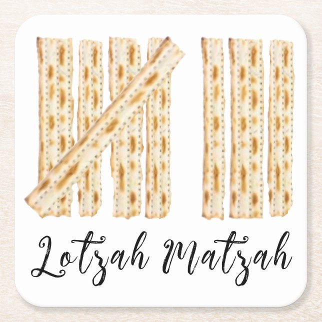 Porta-copo De Papel Quadrado Passover Lotzah Matzah 8 dias (Frente)