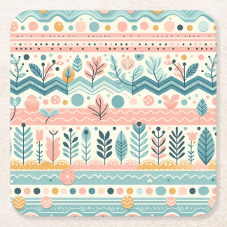 Porta-copo De Papel Quadrado Pastel Floral Portas copos