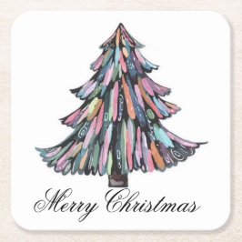 Porta-copo De Papel Quadrado Pastel Natal