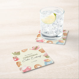 Porta-copo De Papel Quadrado Pastel Playful Christmas Cookie Exchange Party