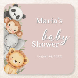 Porta-copo De Papel Quadrado Pastel Tropical Chá de fraldas Selle Safari Animai