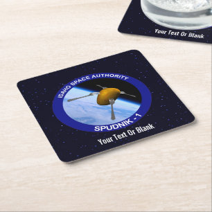 Porta-copo De Papel Quadrado Patch da Missão de Satélite Idaho Spudnik