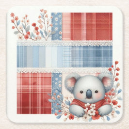 Porta-copo De Papel Quadrado Patchwork Denim Koala Square Paper Coasters