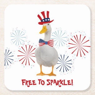 Porta-copo De Papel Quadrado Pato Patriótico Livre de Sparkle