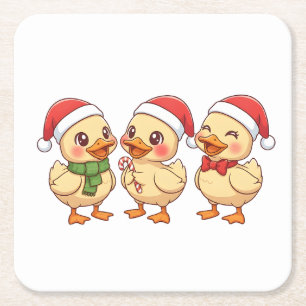 Porta-copo De Papel Quadrado Patos de Natal Kawaii Fofos Presente de Arte de