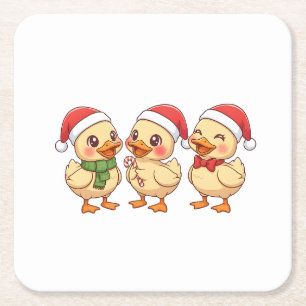 Porta-copo De Papel Quadrado Patos de Natal Kawaii Fofos Presente de Arte de