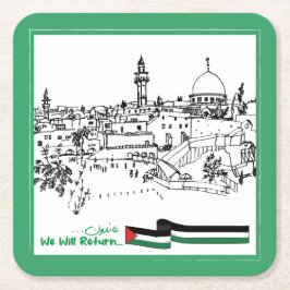 Porta-copo De Papel Quadrado Patrimônio Palestiniano e Esperança: Voltaremos