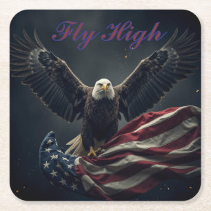 Porta-copo De Papel Quadrado Patriótica USA Flag Eagle
