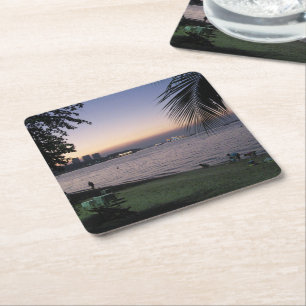 Porta-copo De Papel Quadrado Pattaya Beach Sunset.. Chonburi, Tailândia