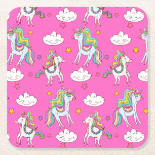 Porta-copo De Papel Quadrado Patterno Funny Unicorn Cute