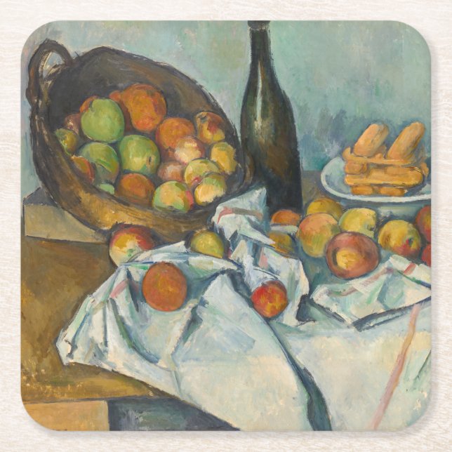 Porta-copo De Papel Quadrado Paul Cezanne - A Cesta das Maçãs (Frente)