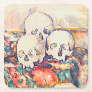 Porta-copo De Papel Quadrado Paul Cezanne - Os Três Crânios Aquarela