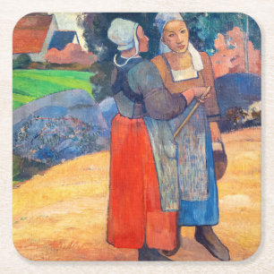 Porta-copo De Papel Quadrado Paul Gauguin - Camponesas Bretãs