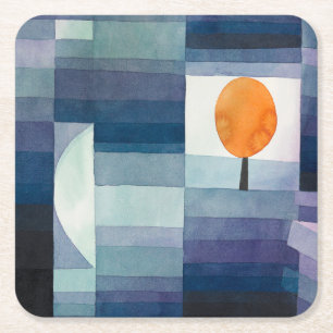Porta-copo De Papel Quadrado Paul Klee Precursor do Outono Azul Moderno Abstrat