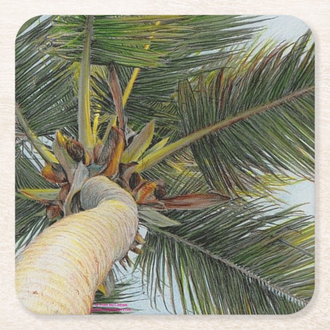 Porta-copo De Papel Quadrado Paul McGehee "Palm Tree" Bebe Coasters (Frente)