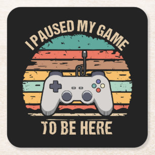 Porta-copo De Papel Quadrado Pauso meu jogo para estar aqui