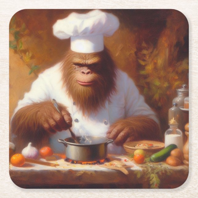 Porta-copo De Papel Quadrado Pé Grande do Chef (Frente)