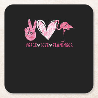 Porta-copo De Papel Quadrado Peace Love Flamingo | Flamingo Lover